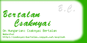 bertalan csaknyai business card